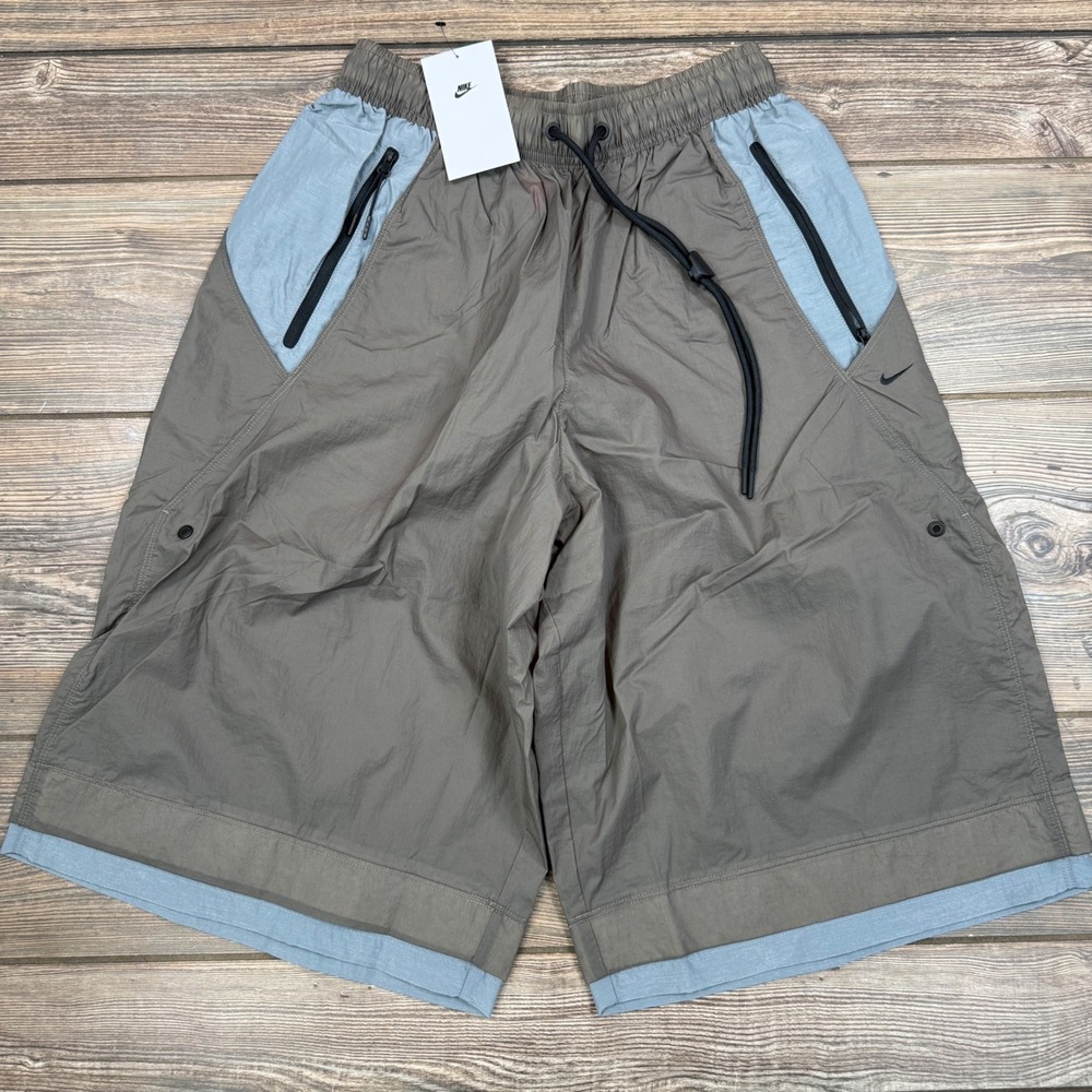 Nike Tech Men's SMALL Woven Oversized Shorts Brown Blue Loose Fit IF8259-289 New